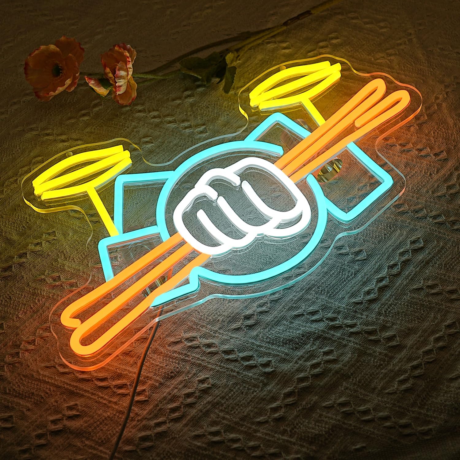 Drum Set Neon Sign USB Powered - Musical Instrument Set recension och pris