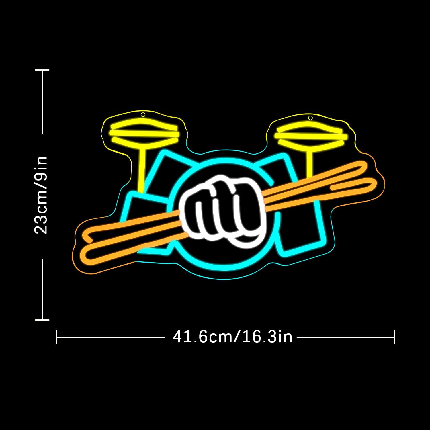 Drum Set Neon Sign USB Powered - Musical Instrument Set recension och pris