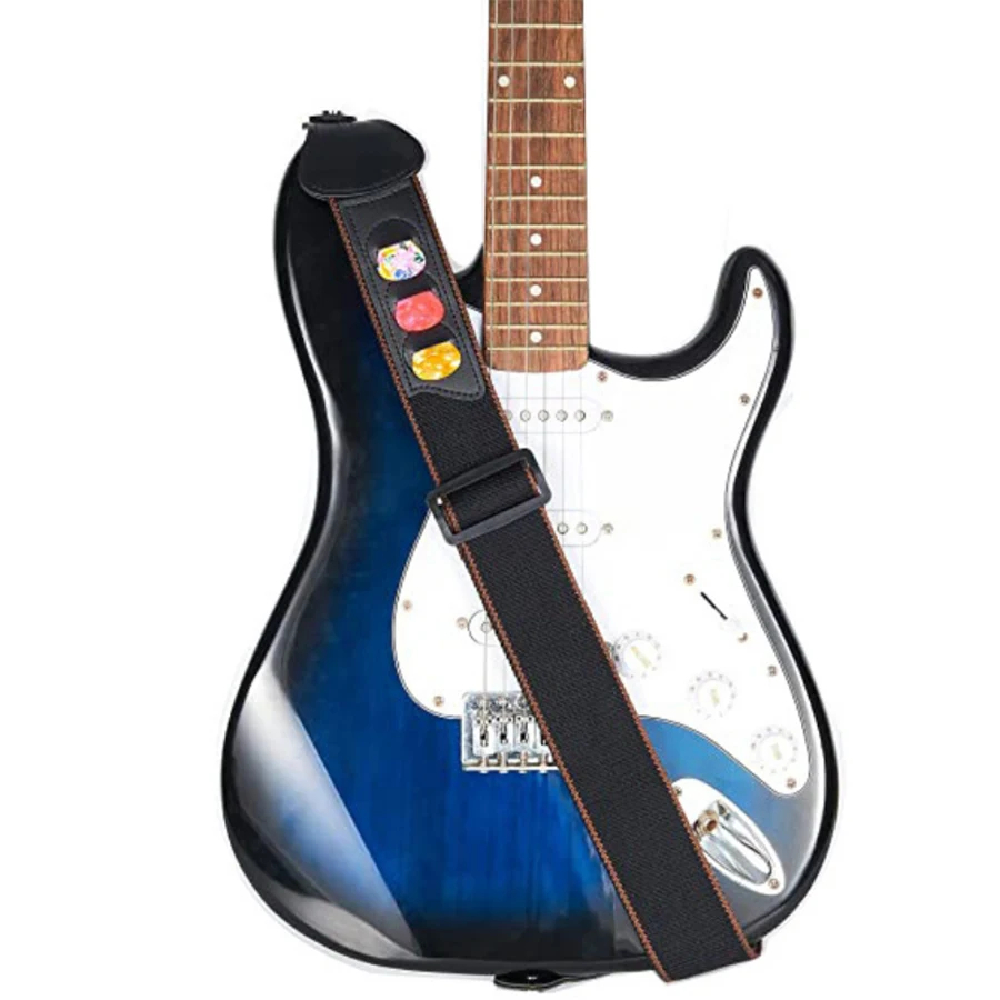 7Pcs/Set Guitar Strap Black PU - Musical Instrument Set recension och pris