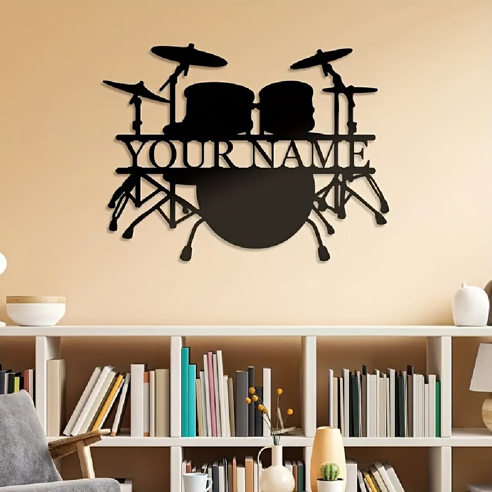 Custom Drum Set Metal Wall Art - Musical Instrument And Name recension och pris